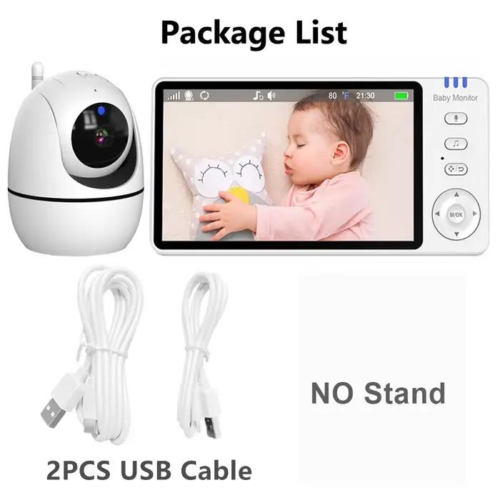 Babyphone vidéo avec caméra et audio, écran 5 pouces, sans Wi-Fi, caméra bébé télécommandée avec fon