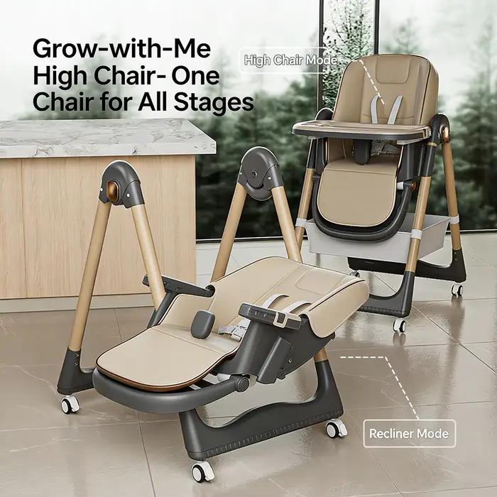 Chaise haute 4 en 1 Grow-with-Me pour bébé et tout-petit – Fauteuil inclinable, alimentation, modes 
