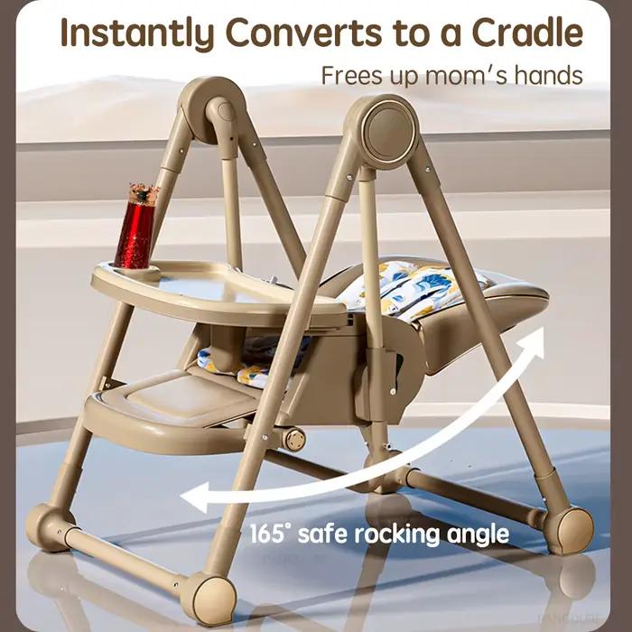 PANGDUBE 2 en 1 chaise haute pour bébé et chaise d'alimentation convertible à bascule avec double pl