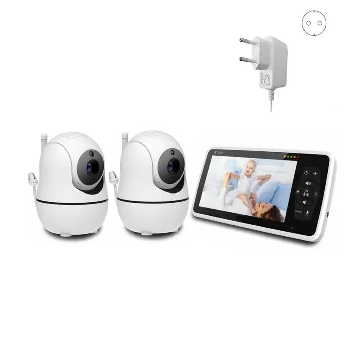 Babystar-Moniteur vidéo 5 pouces pour bébé, avec deux caméras et audio, vision nocturne, n'aime 4X, 