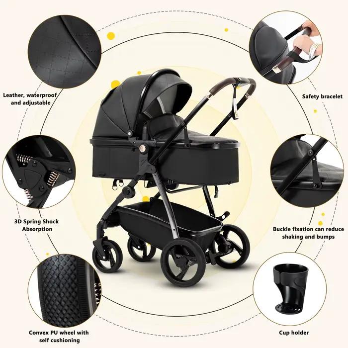 3 en 1 landau poussette Portable luxueux voyage landau haut paysage nouveau-né bébé poussette avec p