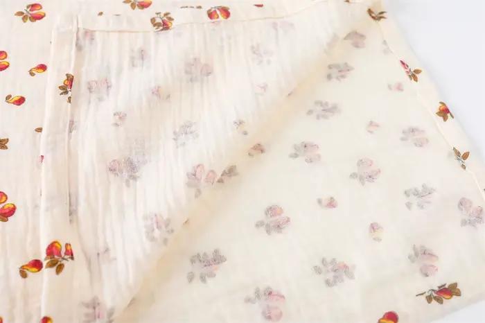 Couverture d'emmaillotage en coton pour bébé, imprimé Floral, couche en mousseline, tissu froissé po