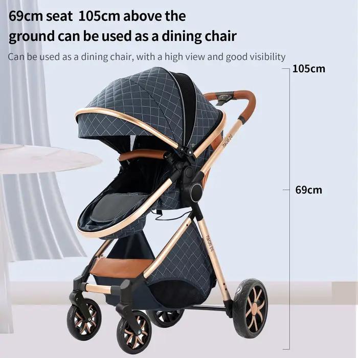 Poussette 3 en 1 pour nouveau-né, haute position, avec moustiquaire, pliable, antichoc, quatre roues