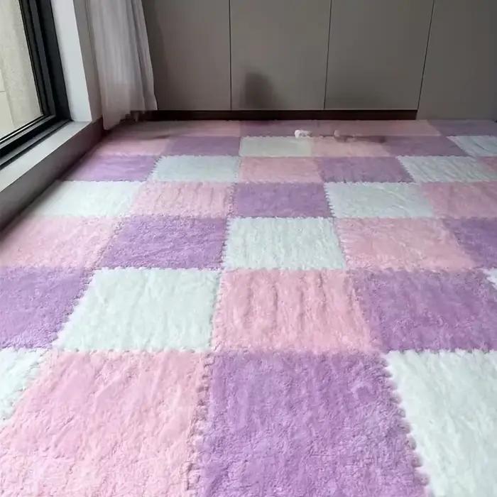 Tapis de jeu pour bébé, 6/12 pièces, carreaux de Puzzle en mousse EVA, peluche douce, tapis rampant 