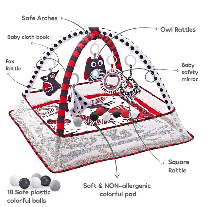 Tapis de jeu de gymnastique pour bébé de 0 à 36 mois, tapis de jeu pour activités du ventre, couvert