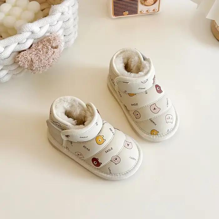 Chaussures de marche en fourrure chaude pour bébé, bottes de neige mignonnes pour tout-petits, bout 