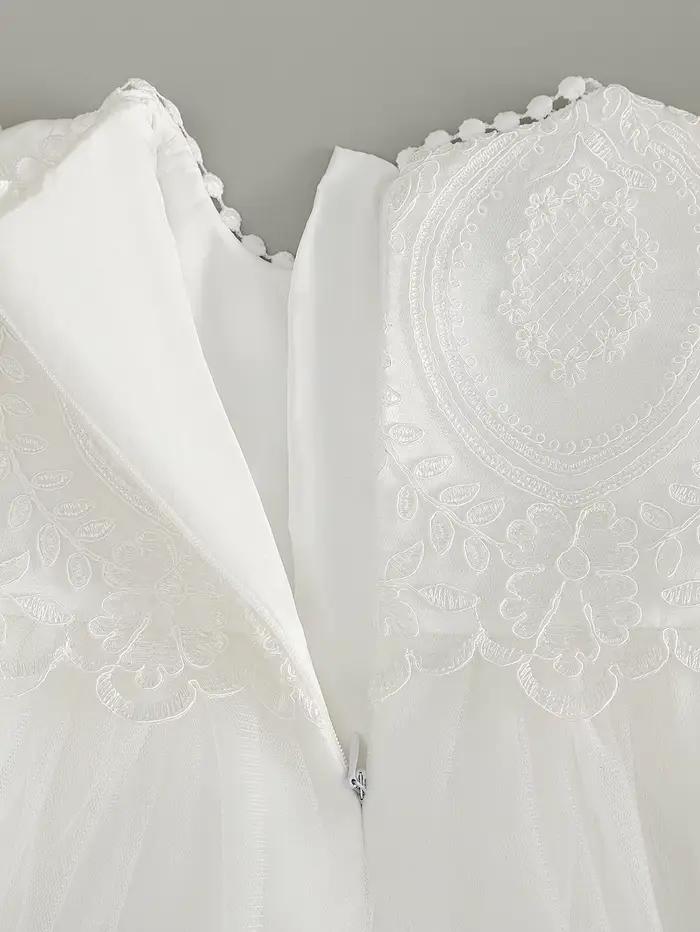 Robe de baptême blanche pour bébé fille, robe brodée haut de gamme, jupe longue en gaze, robe de cér