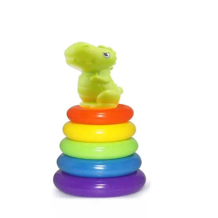 Tour à anneaux empilables arc-en-ciel, jouets à empiler de dinosaure, tour pyramide, tasse, jouet éd