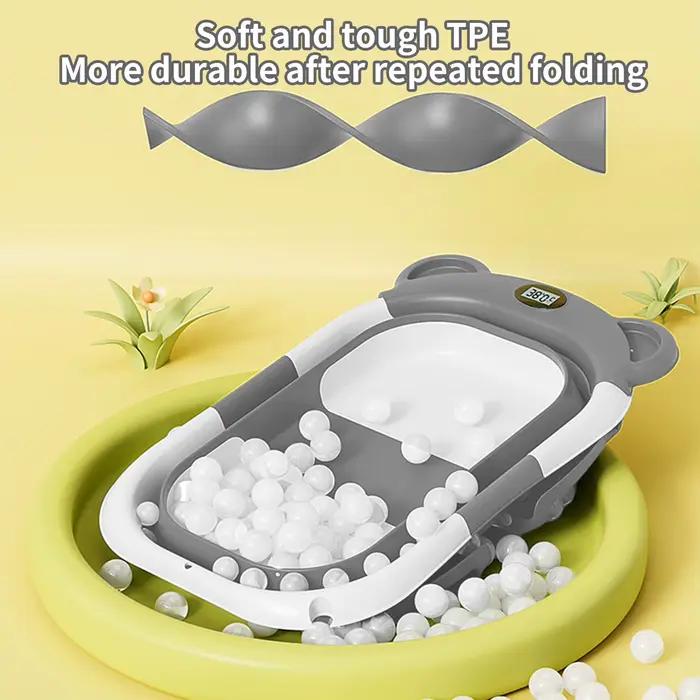 Baignoire pliable en Silicone pour bébé, écologique, coussin doux, thermomètre, étanche, détection n
