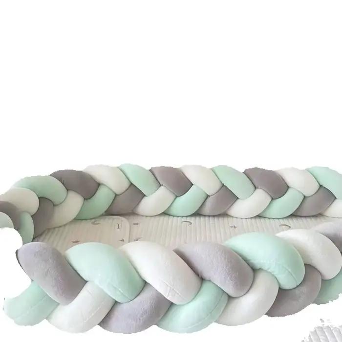 Pare-chocs de lit pour bébés nouveau-nés 1-4 mois protection de berceau ensemble de literie pour bébés garçons et filles coussin tressé en nœud décoration de chambre