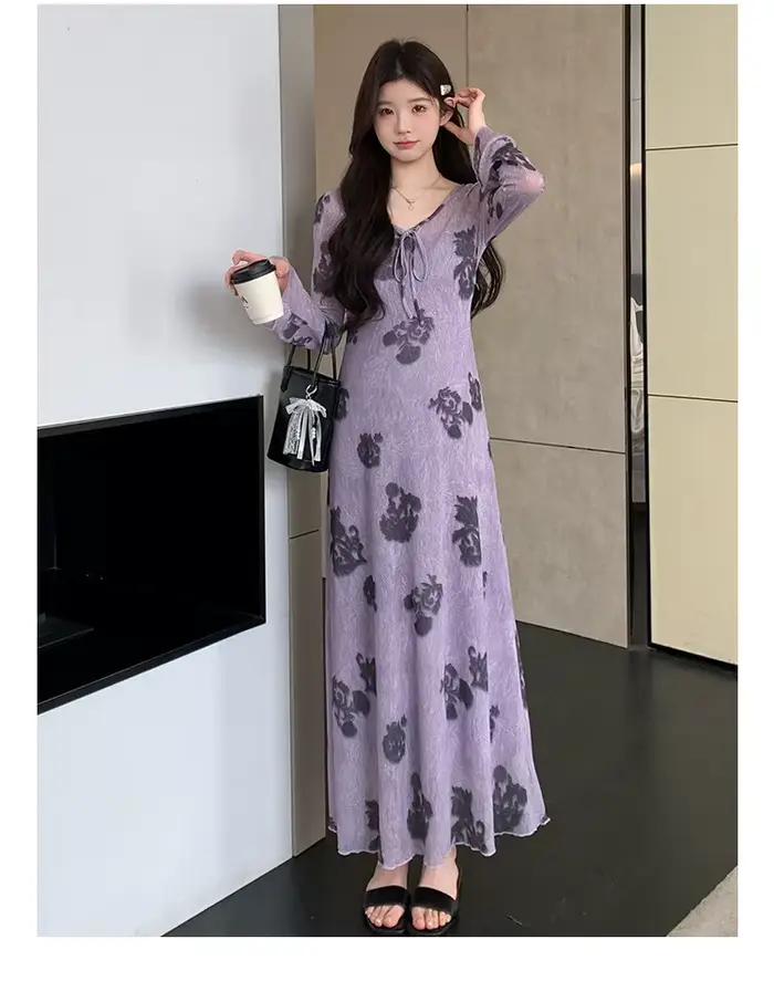 Robe de maternité style français printemps-automne