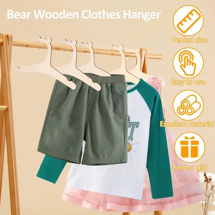 20-60 pièces porte-vêtements en bois pour bébé 9 pouces cintres lisses pour tout-petits ours mignon
