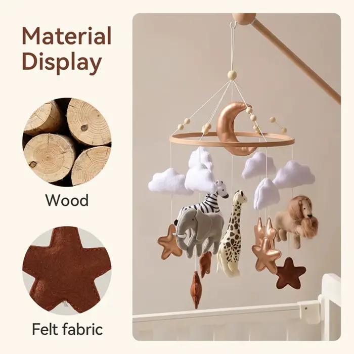Lit en bois Cloche Bébé Berceau Mobile avec Boîte À Musique Doux Feutre de Bande Dessinée Ours Suspendu Hochet Jouet pour Nouveau-Né Nursery Décor support