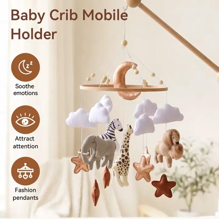 Lit en bois Cloche Bébé Berceau Mobile avec Boîte À Musique Doux Feutre de Bande Dessinée Ours Suspendu Hochet Jouet pour Nouveau-Né Nursery Décor support