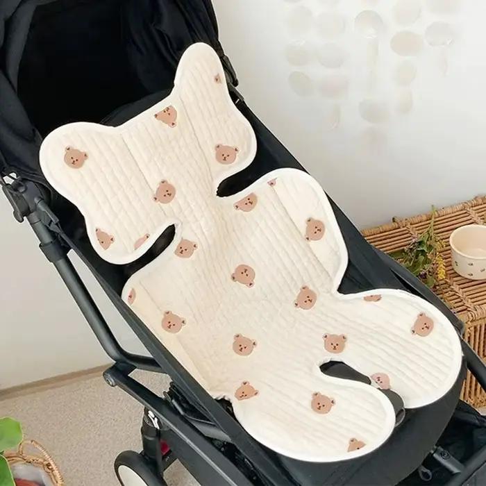 Coussin de siège de poussette ours lapin brodé confortable pour nouveau-né et enfants 0-6 ans toutes saisons matériau coton douillet