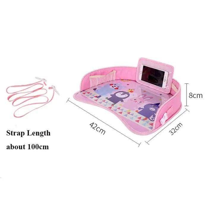 Plateau de voyage pour enfants avec motifs de dessins animés, sac de dossier de siège auto, table de jeu, accessoire de rangement pour activités en voiture occasions spéciales