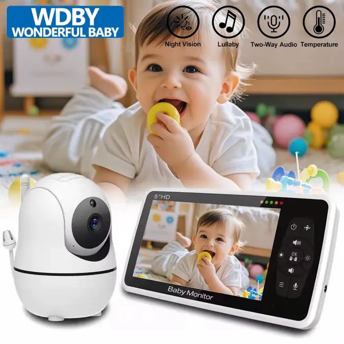 Babyphone vidéo 5 pouces avec caméra zoom 4x