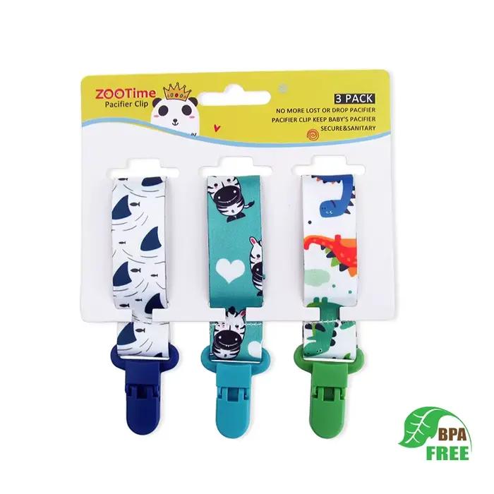 Chaîne bébé sucette factice pince 3 pièces/ensemble personnalisé attache-sucette porte-mamelon