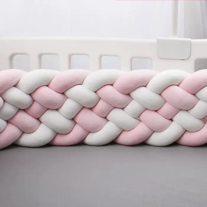 Pare-chocs pour lit de bébé 300cm avec nœud tressé, protection et décoration de berceau pour maternité, polyester doux et couleurs variées