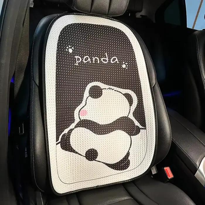 Coussin de siège de voiture en soie glacée avec design panda cartoon, support lombaire confortable pour toutes les saisonsUsageId