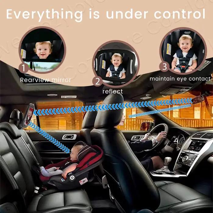 Miroir de voiture pour bébé avec lumière LED nocturne 360° °