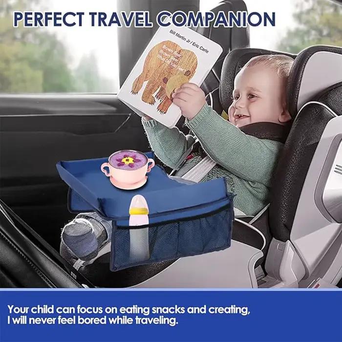 Plateau de voyage pour enfants multifonctionnel table de jeu organisateur de rangement pour collations jouets poussettes voiture avion