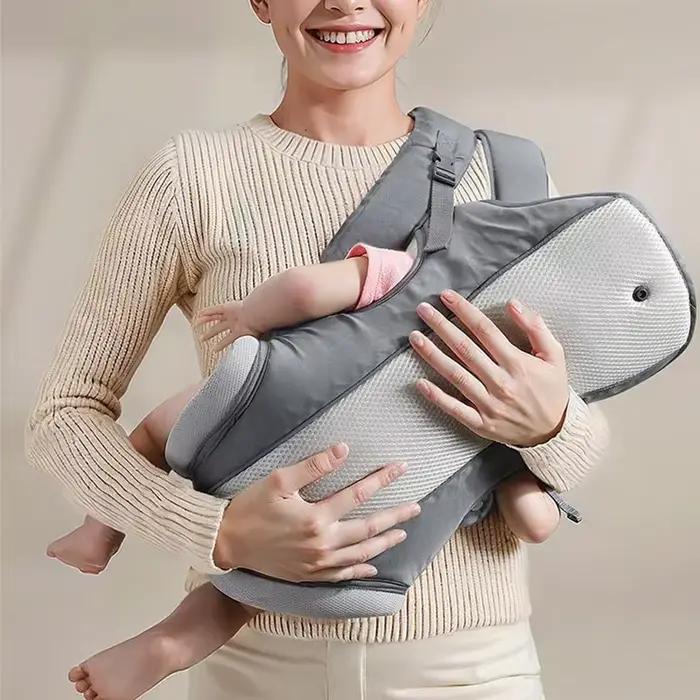 Porte-bébé multifonctionnel à double épaule respirant pour maintien horizontal