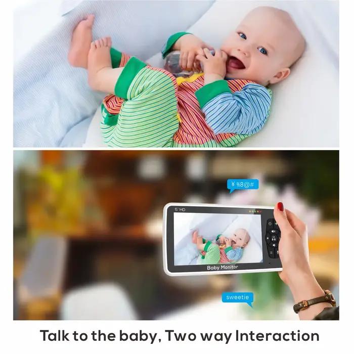 Babyphone vidéo 5 pouces avec caméra zoom 4x