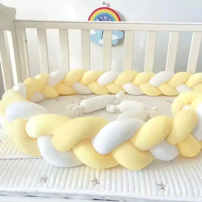 Pare-chocs de lit pour bébés nouveau-nés 1-4 mois protection de berceau ensemble de literie pour bébés garçons et filles coussin tressé en nœud décoration de chambre