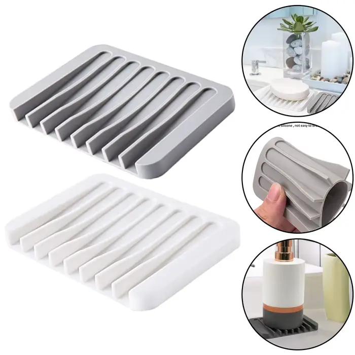 Porte-savon auto-drainant en plastique innovant élégant pour salle de bains occasions spéciales kaki foncé gris clair bourgogne prune vert clair