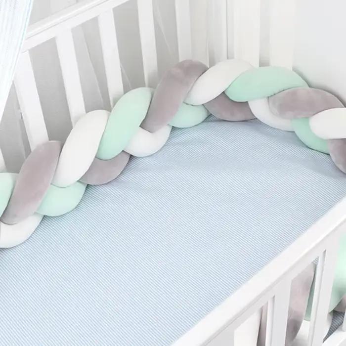 Tour de Lit Tressé avec Nœuds en Coton Patchwork pour Protection et Décoration de Chambre de Bébé Occasions Spéciales Sécurité Anti-collision Pour Bébés 0-1 Ans