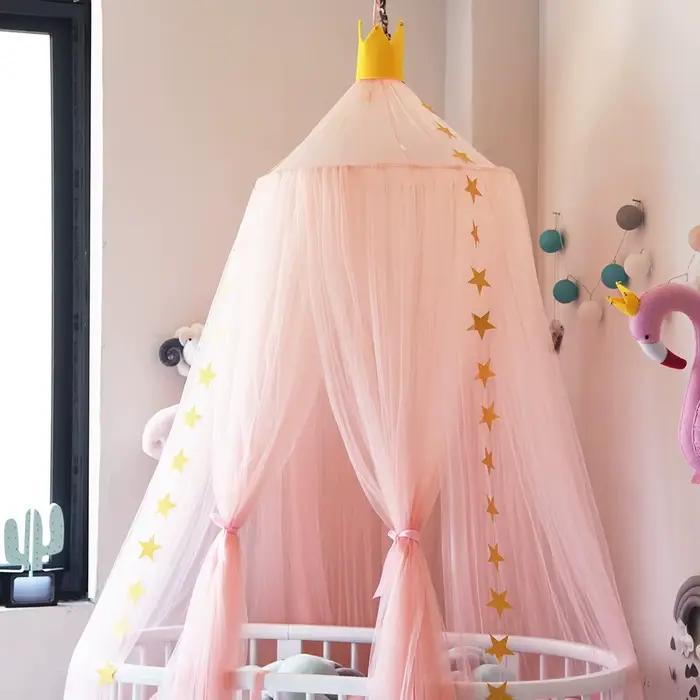 Moustiquaire Ronde Élégante Polyester pour Lit d'Enfant Tours de Lit Protection Insectes Décoration Chambre Occasions Spéciales