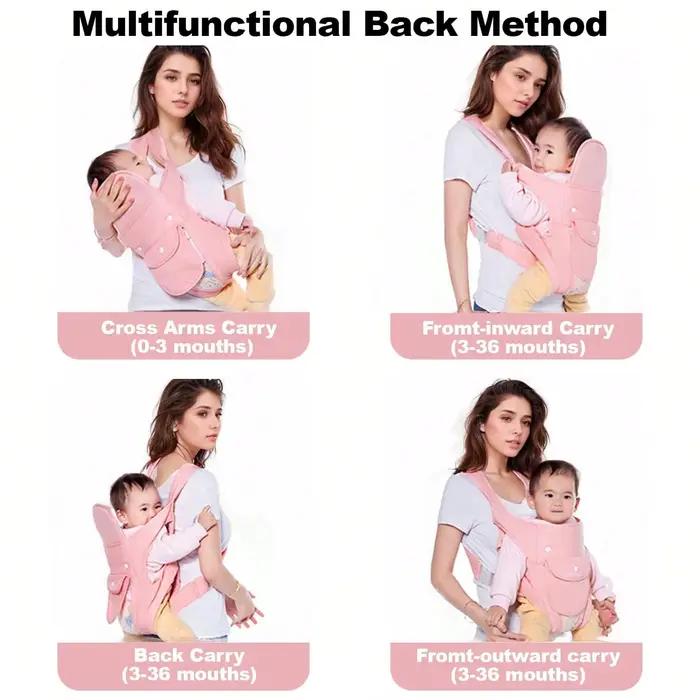 Porte-bébé ergonomique avec bandoulière réglable pour nouveau-né de 0 à 24 mois en tissu maille respirant design face avant face à face dos pour bébé occasions spéciales