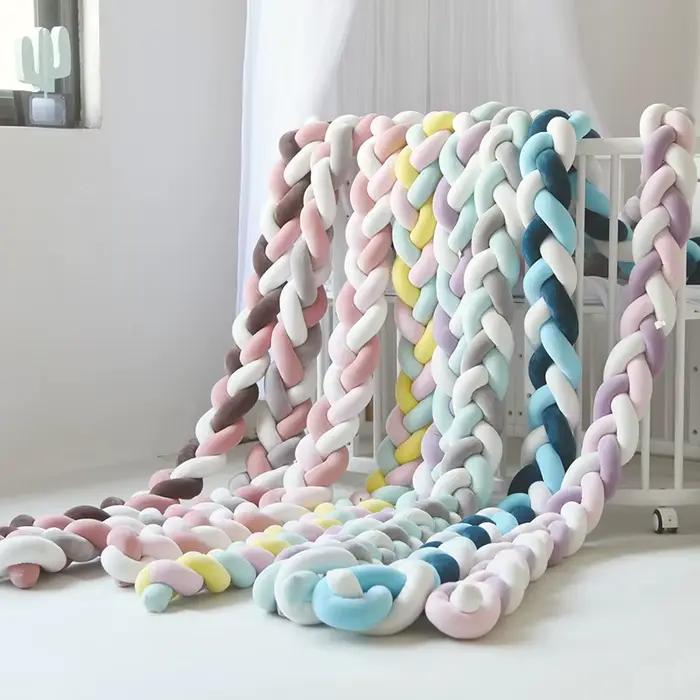 Tour de Lit Tressé avec Nœuds en Coton Patchwork pour Protection et Décoration de Chambre de Bébé Occasions Spéciales Sécurité Anti-collision Pour Bébés 0-1 Ans