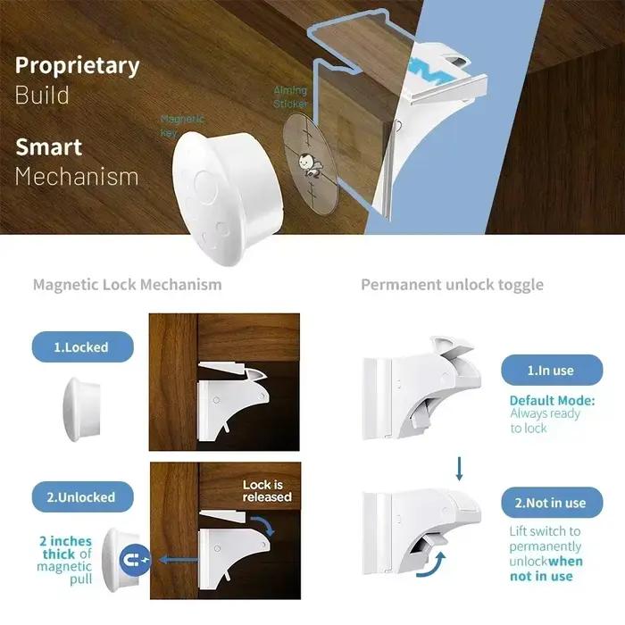 Serrure magnétique pour enfants pour une sécurité supplémentaire des portes d'armoire