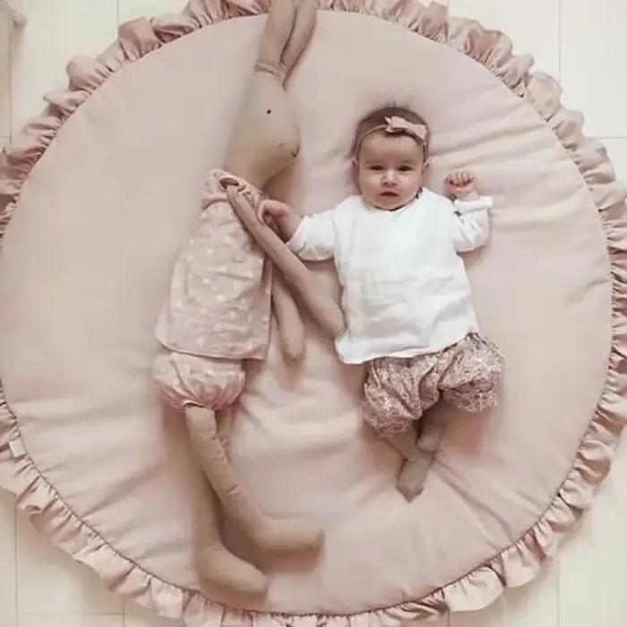 Tapis de jeu rond en coton doux rembourré pour bébé