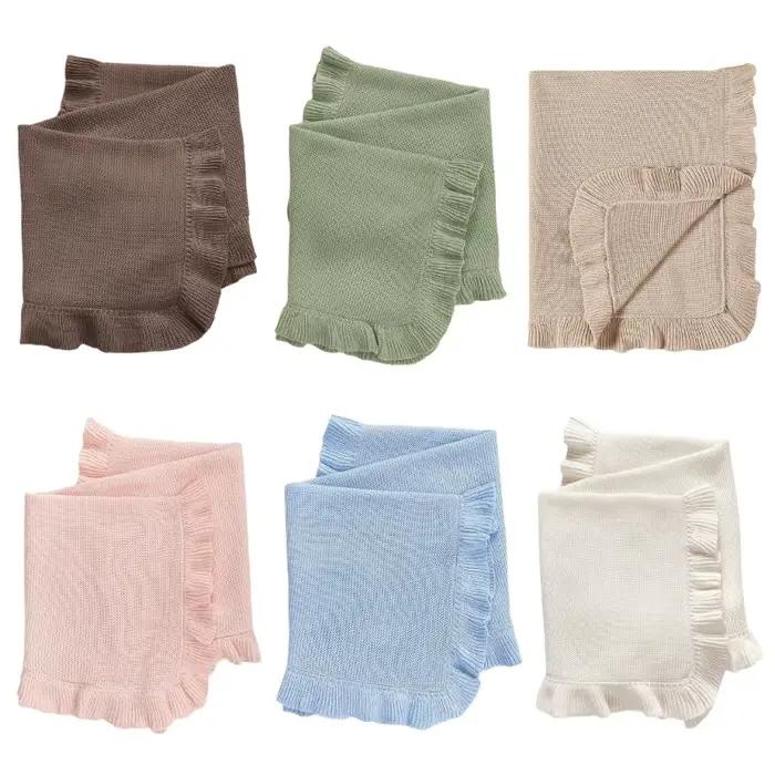 Couverture à volants en coton pour nouveau-né
