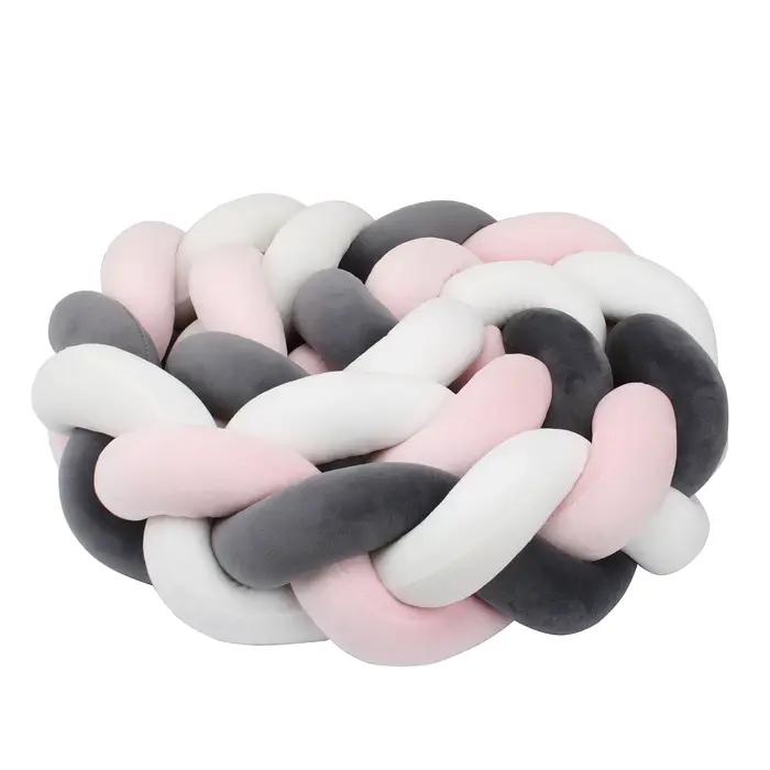 Nouveau bébé lit pare-chocs tresse noeud oreiller coussin