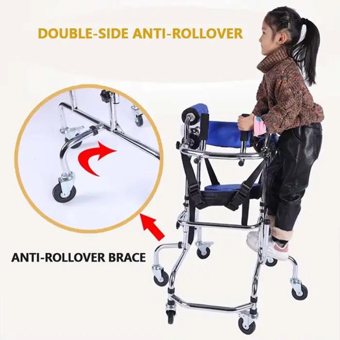 Déambulateur vertical roulant à hauteur réglable avec siège et freins pour patients handicapés hémiplégie aide à la marche pour personnes ayant besoin de soutien lors de déplacements quotidiens