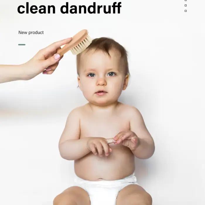 Brosse à cheveux en bois pour bébé
