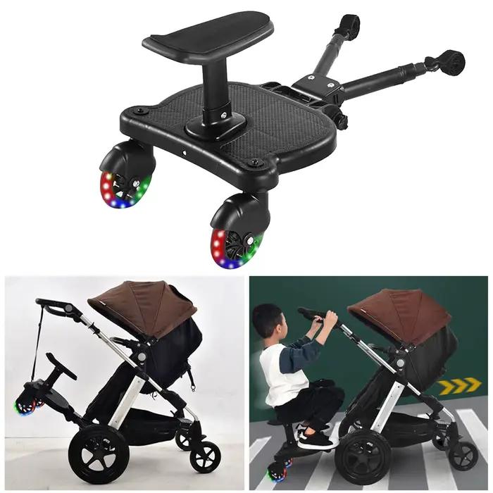 Adaptateur de pédale pour poussette avec siège et dossier amovibles 360° ° Roues rotatives, pédale