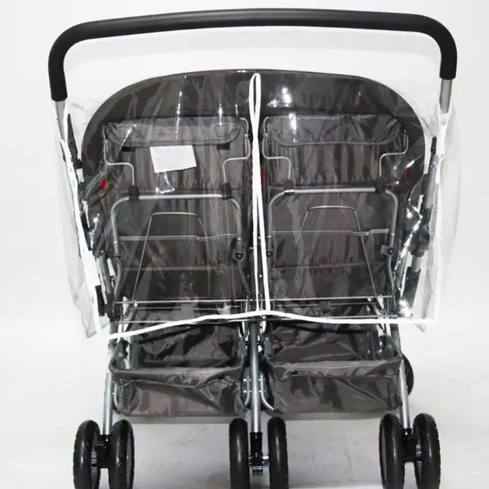 Housse pluie pour poussettes bébé, pour jumeaux, imperméable transparent, pare-vent poussière