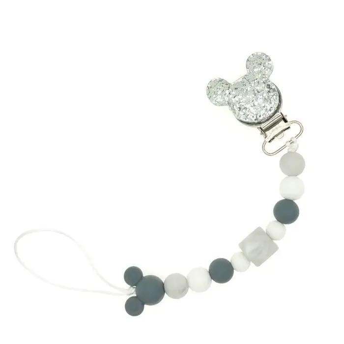 Clips de sucette pour bébé, chaîne en perles de Silicone, jouets de dentition, porte-factice, chaîne