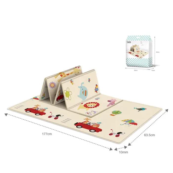 Polymère de jeu pliable à motif de dessin animé double face, tapis imperméable, facile à transporter