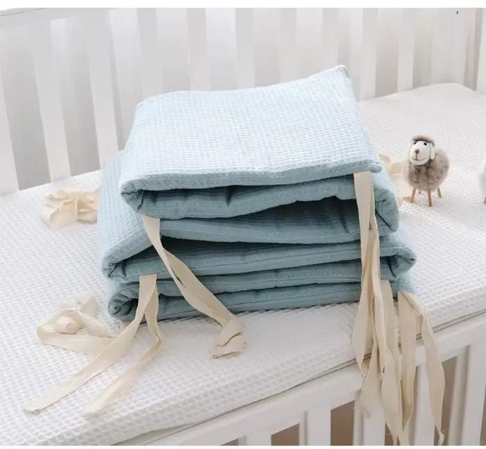 Ensemble de pare-chocs de berceau de bébé lavable en coton gaufré une pièce pour les nouveau-nés pou