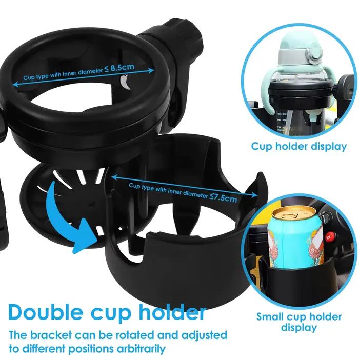 Porte-gobelet universel pour poussette, support de bouteille d'eau 360 ° Support de téléphone rota
