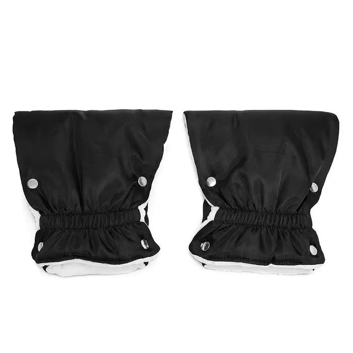 1 paire de gants de poussette d'hiver épaissis, en velours doux, imperméables, avec poignée, couleur