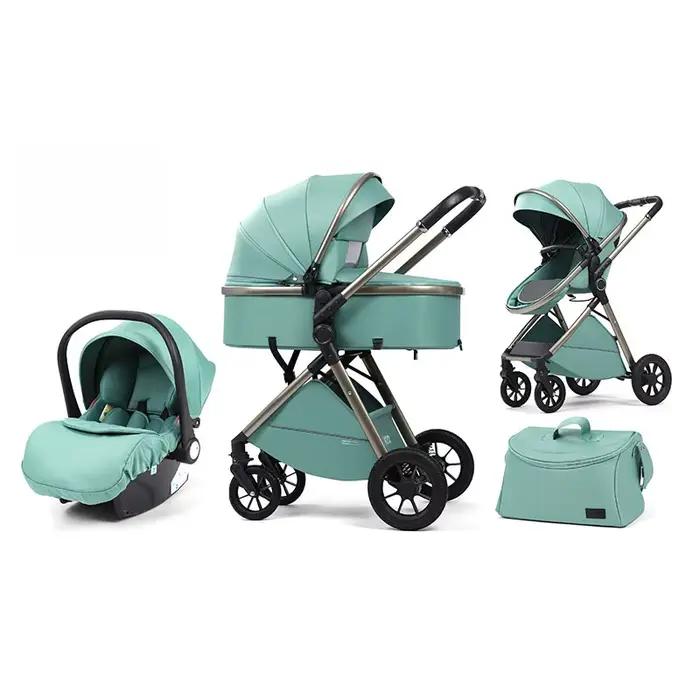 Poussette pour enfants luxueuse à grande vue qui peut s'asseoir et s'allonger sur la poussette bidir