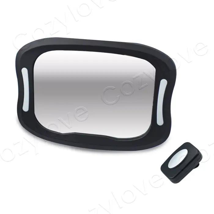 Miroir de voiture pour bébé avec lumière LED nocturne 360° ° Miroir de sécurité réglable pour sièg