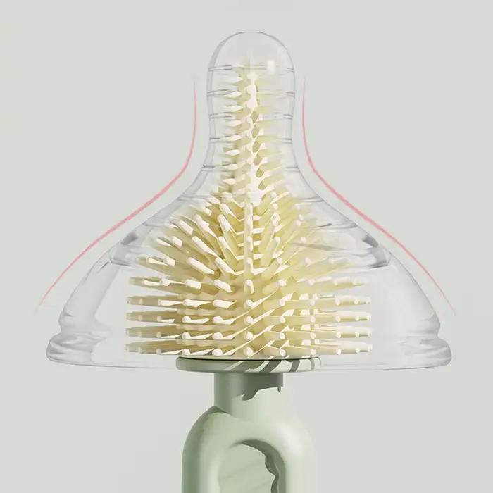 Brosse à biberon en Silicone pour bébé, ensemble d'outils de nettoyage portables à poignée droite 36